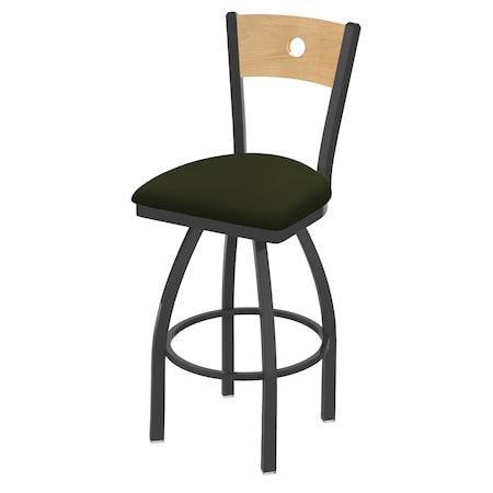 Holland Bar Stool Co 25" Swivel Counter Stool, Pewter Finish, Nat Back, Canter Pine Seat 83025PWNatMplB010